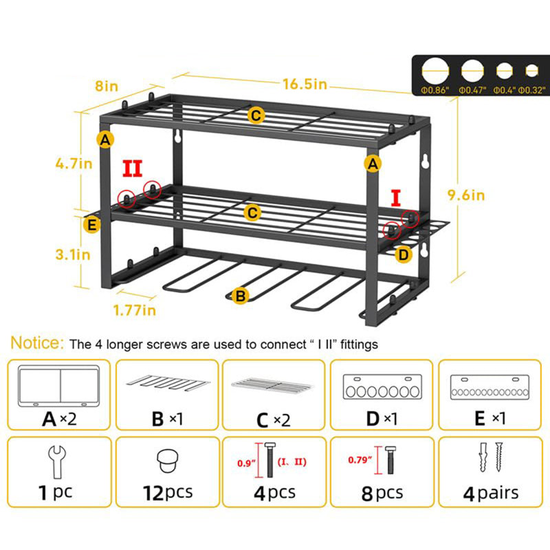 Heavy Duty Tool Shelf & 1 Pack of 3 Layers Tool Rack