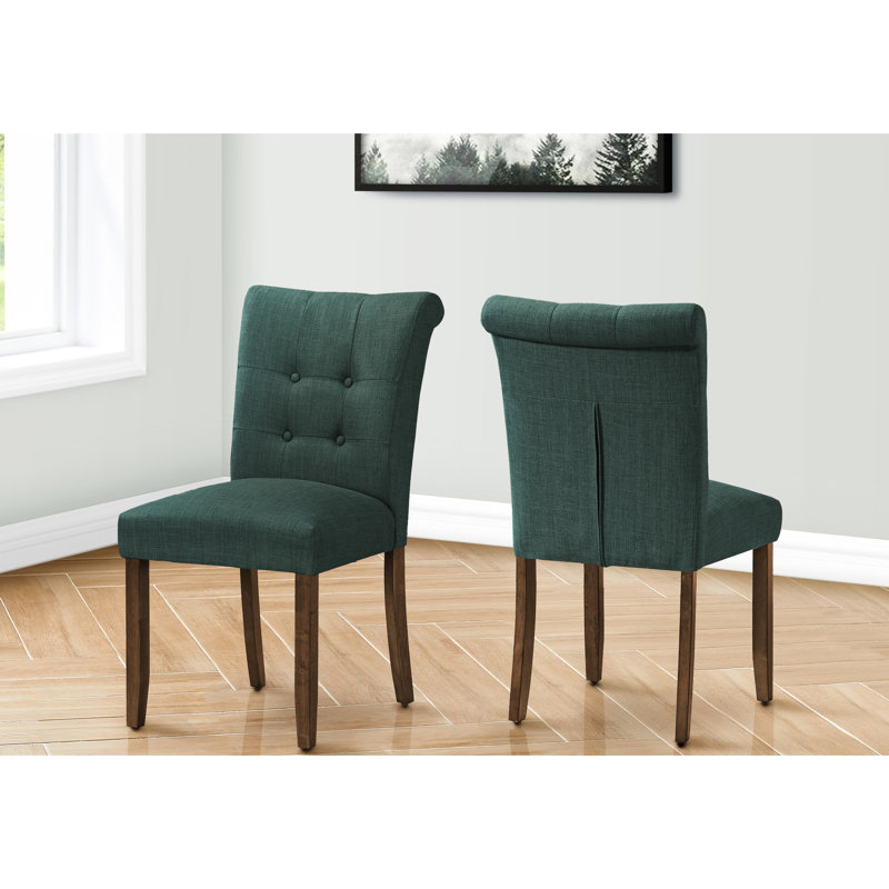 2 chaises de salle à manger modernes, 38 po de hauteur, rembourrage bleu avec accoudoirs rembourrés, pieds en bois de noyer, pour les pièces et la cuisine, pieds rembourrés