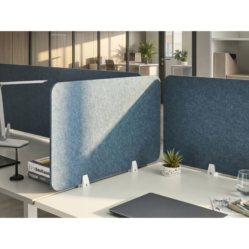 Desk Screen WALLY Green, 50cm H x 80cm W x 1cm D, Blue
