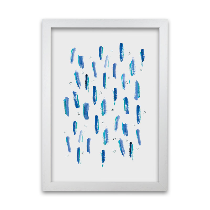 Brush Strokes Mustard 1 Piece Wall Art, 29.7cm H x 21cm W x 3cm D, Green/Grey, White Framed