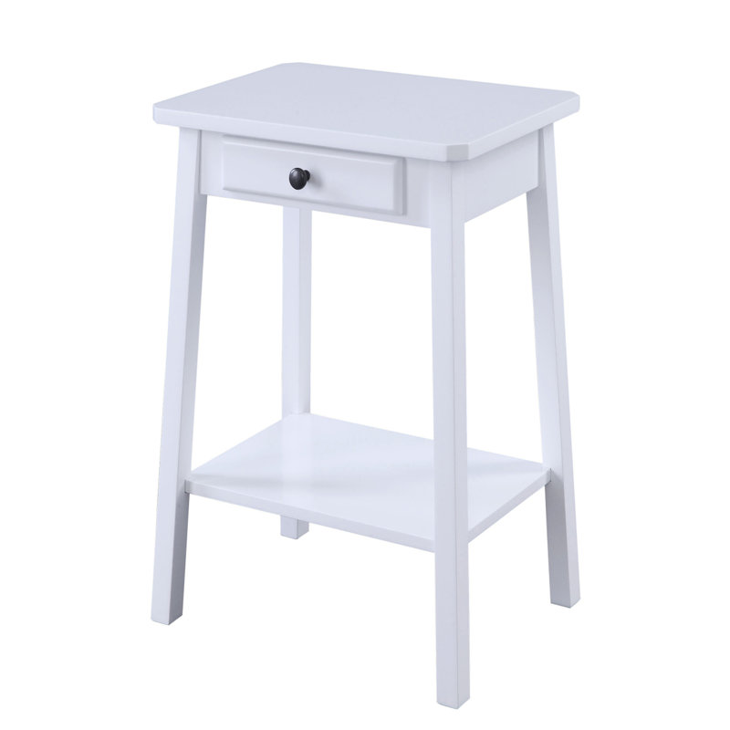 Table de bout blanche avec tablette inférieure, Blanc