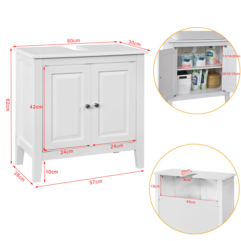 Knott 60cm Single Bathroom Vanity Base Only, White