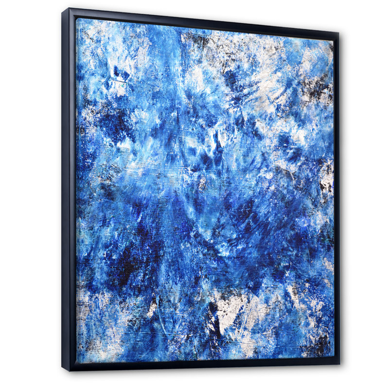 Art moderne gris et bleu II 2FL47729, Cadre noir, H 20 po x l 12 po x P 1 po