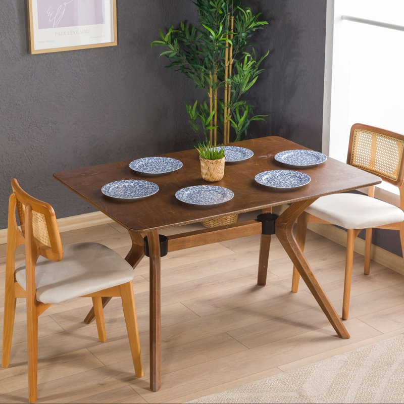 Table de salle à manger 30 po rectangulaire en bois de bouleau massif - Finition noyer