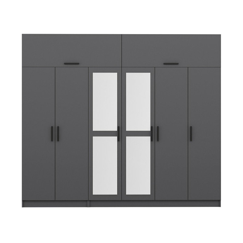 Elina Manufactured Wood Wardrobe, Black, 255cm H x 270cm W x 52cm D