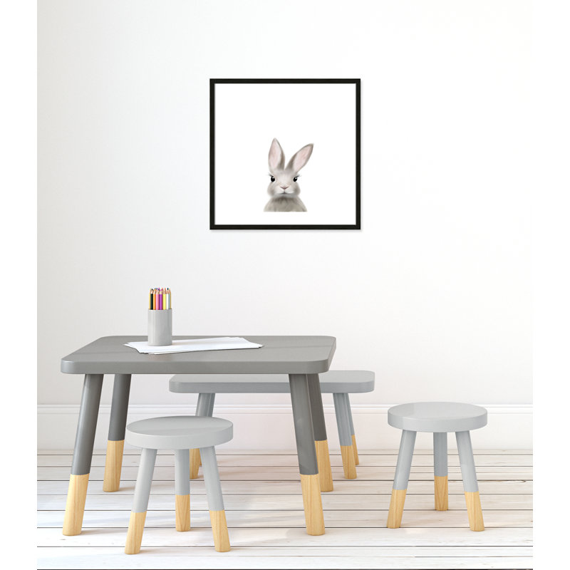 Art encadré en lapins forestières, H 23,5 po x l 23,5 po x P 1,19 po, Cadre boîte à grain de bois noir