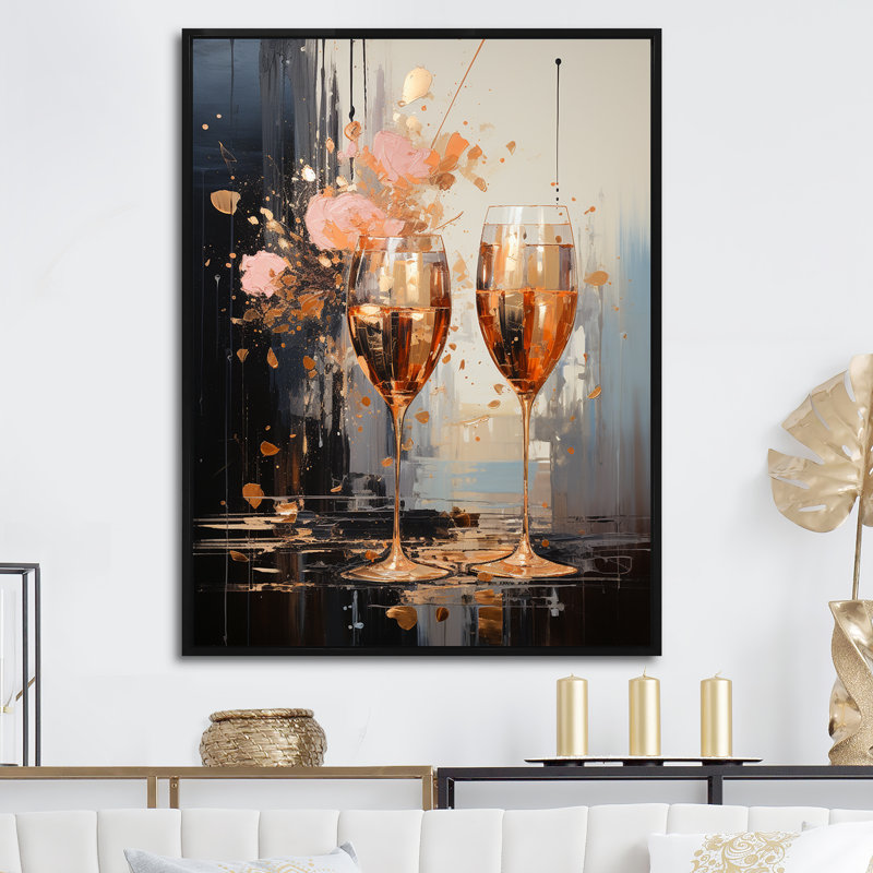 " Champagne Chords Symetry " Print, Black Floater Framed, 40" H x 30" W