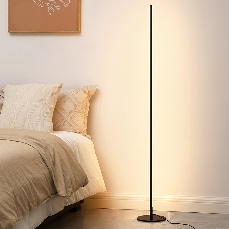 Adjustable Height Dimmable LED Corner Floor Lamp with Remote Control, 2, Black