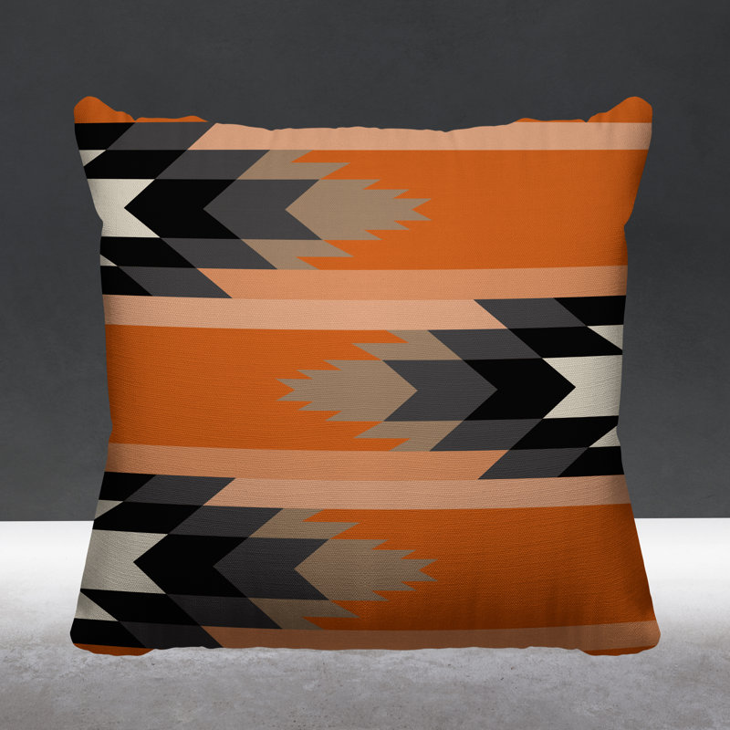 Coussin intérieur / extérieur Lansa Southwestern, L 15 po x H 15 po, Orange