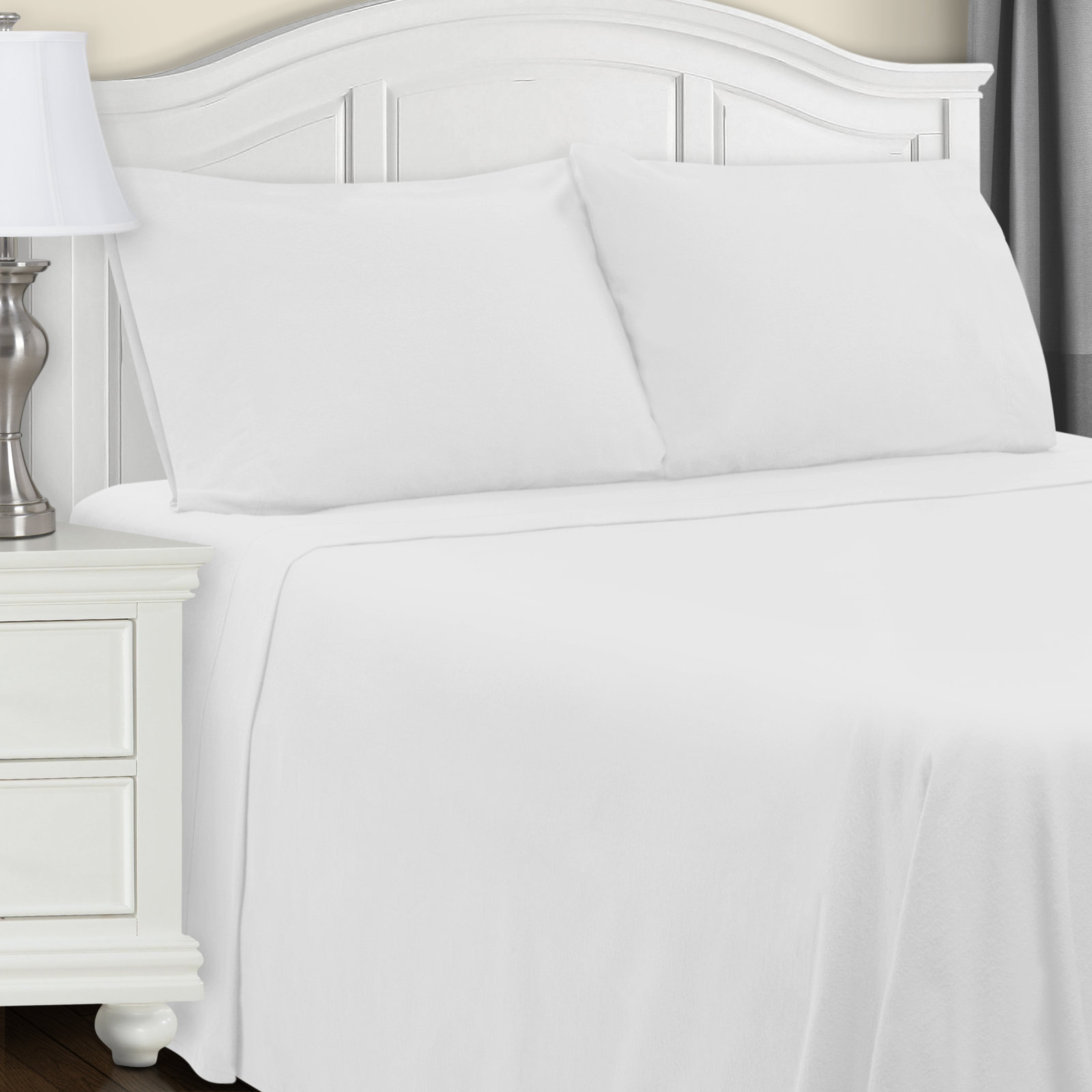 Cotton Flannel Pillowcase, White, King