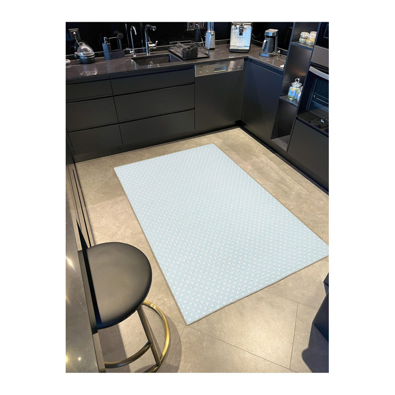 Tapis décoratif à pois bleu lavable à la machine, Tapis de couloir 3 pi 3 po x 9 pi 10 po