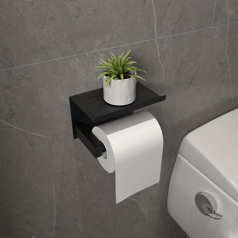 Porte-papier hygiénique mural en acier inoxydable auto-adhésif avec support pour téléphone, Matte Black