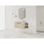 Meuble-lavabo moderne 42 po avec lavabo d'art en céramique, dalle de pierre blanche et petites tablettes de rangement, porte à fermeture douce