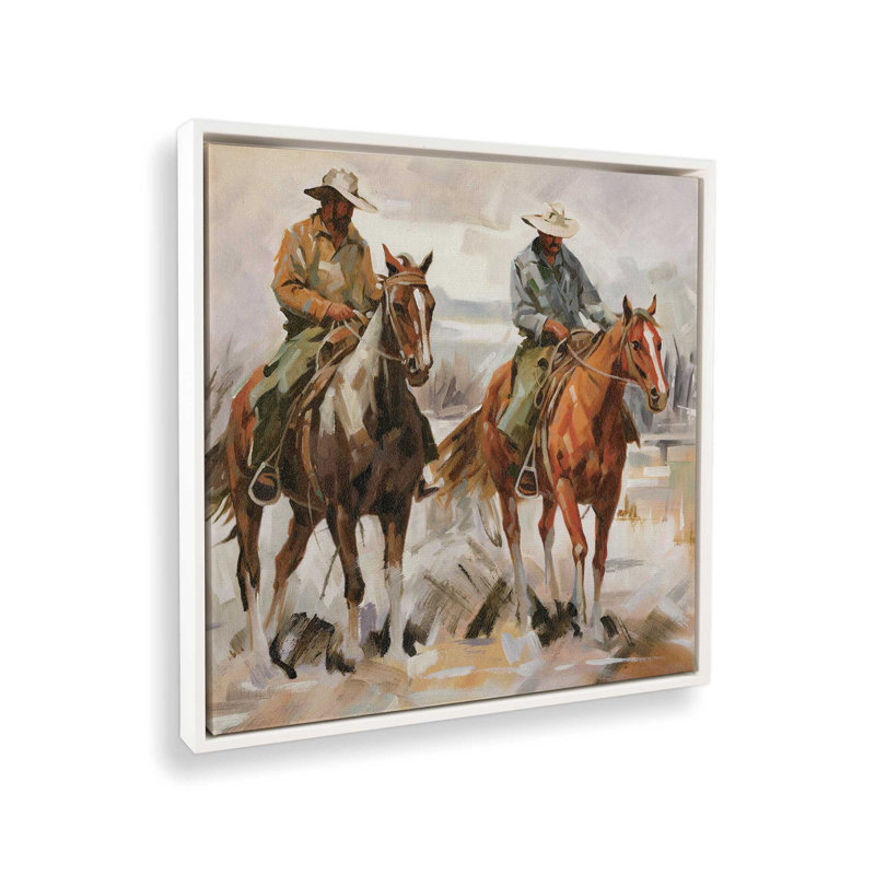 «Cattlemen» par White Ladder, reproduction d'art, Toile avec cadre, L 20 po x H 20 po, Blanc