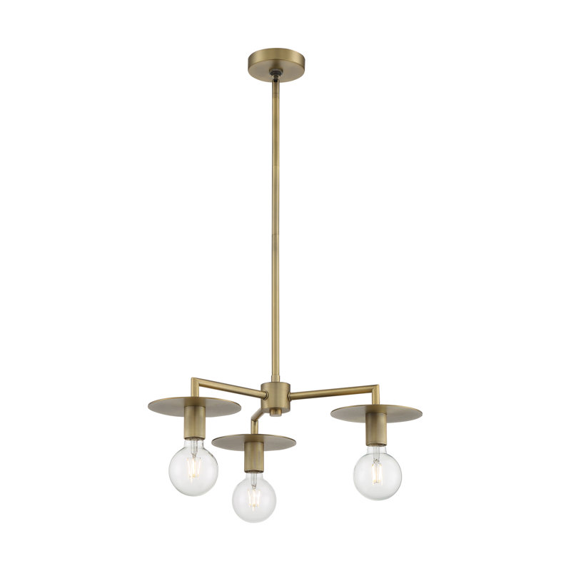 Lustre sphérique spoutnik à 3 lumières Sawvel, Laiton rétro