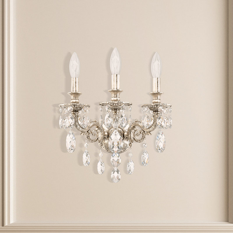 3 - Light Candle Wall Light, Incandescent, Strass Clear, Aurum