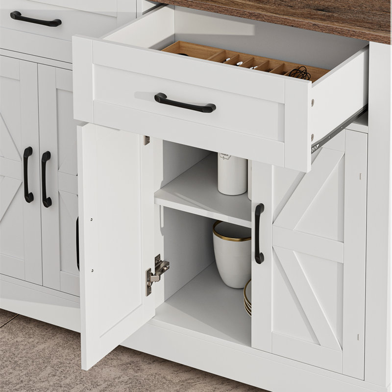 Buffet Amariyon 47,2 po, Blanc / brun