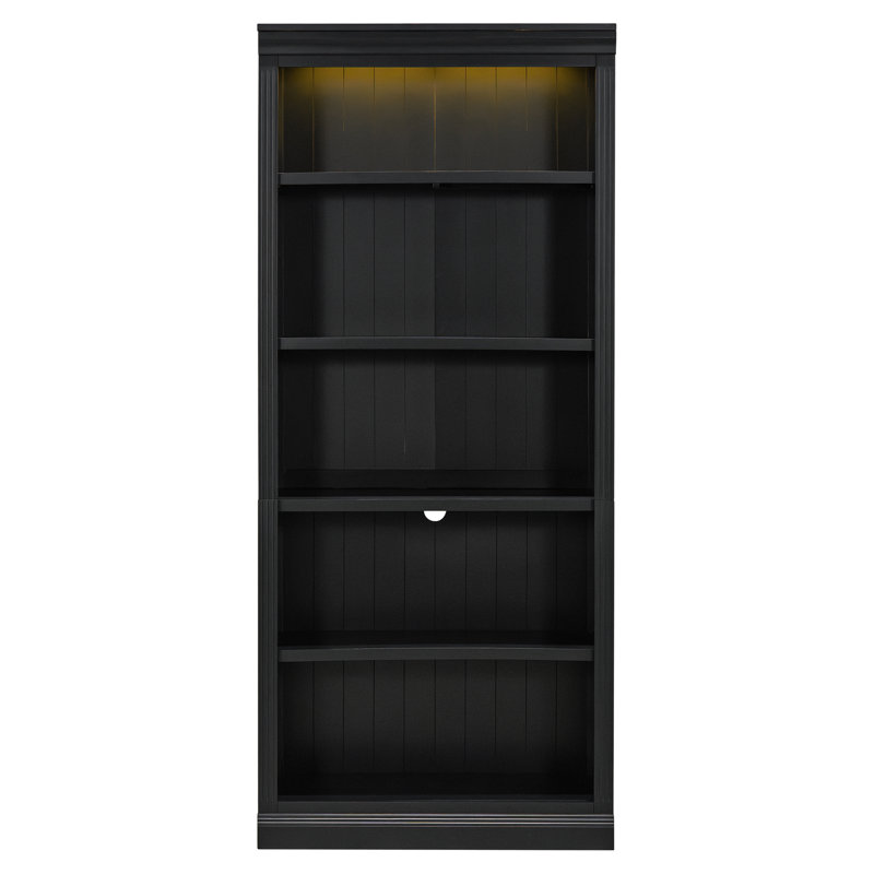 Bibliothèque haute en bois avec tablettes réglables et rangement