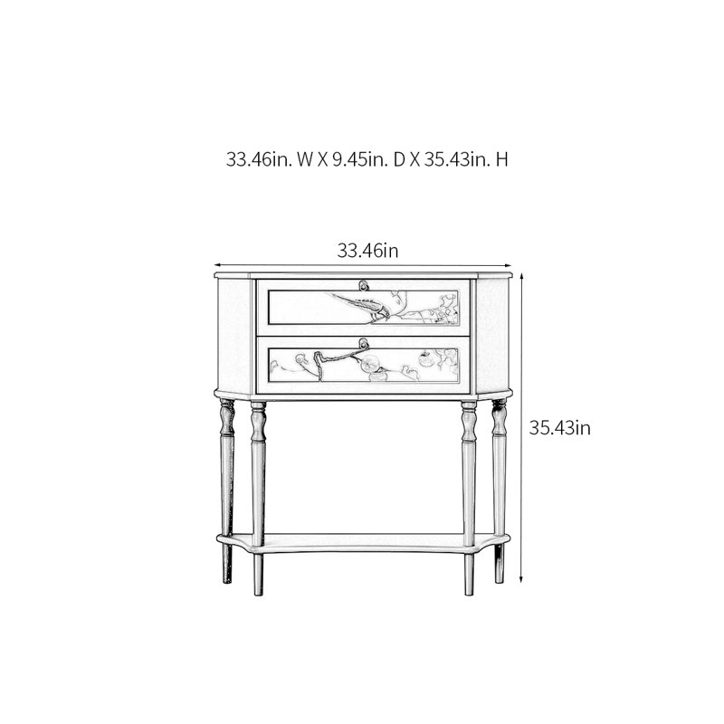 Retro Elegant Art Solid Wood Console Table