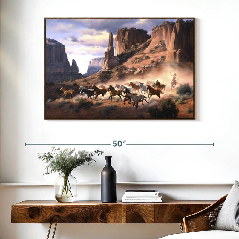 Grès et chevaux volés, Cadre flottant noyer, 40 po x 27 po