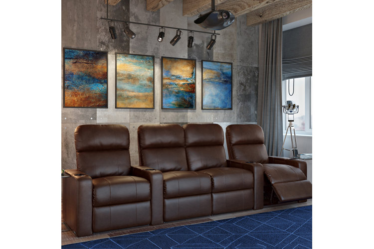 collection of brown leather recliners