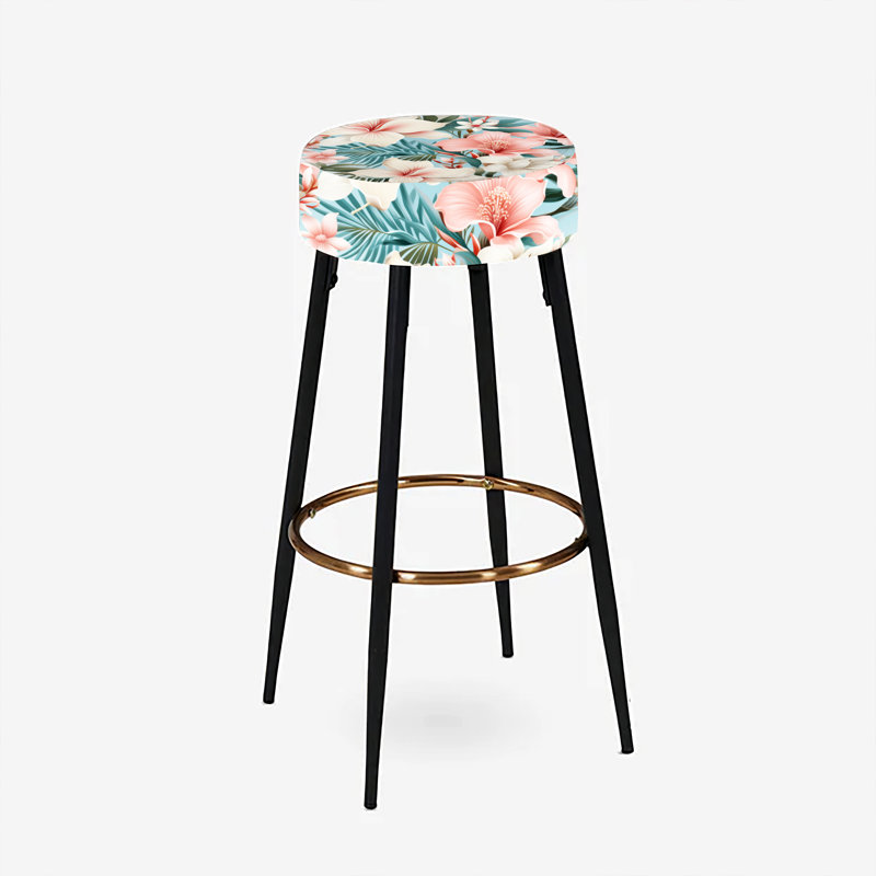 Oceanic Whispers - motif tropical - ensemble de 2 tabourets de bar tropicaux