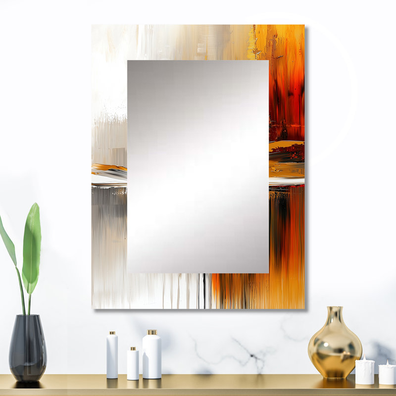 Abstract Autumn Forest In Ethereal Horizon I - Landscapes Wall Mirror, Modern Decorative Mirror, Printed Metal Art, 32" x 24"