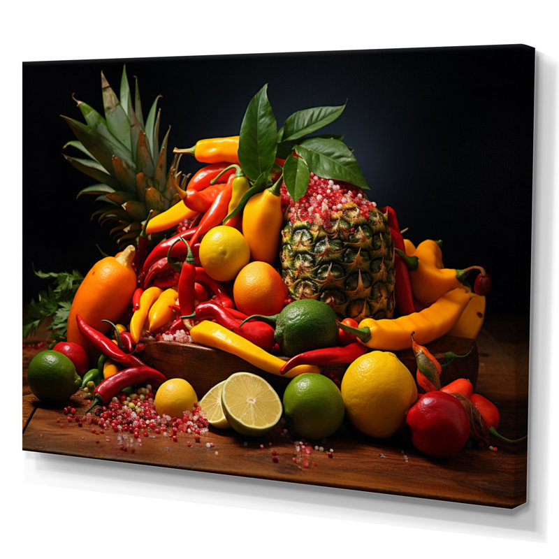 «Caribbean Fruits II», reproduction sur toile, H 12 po x l 20 po, Toile tendue