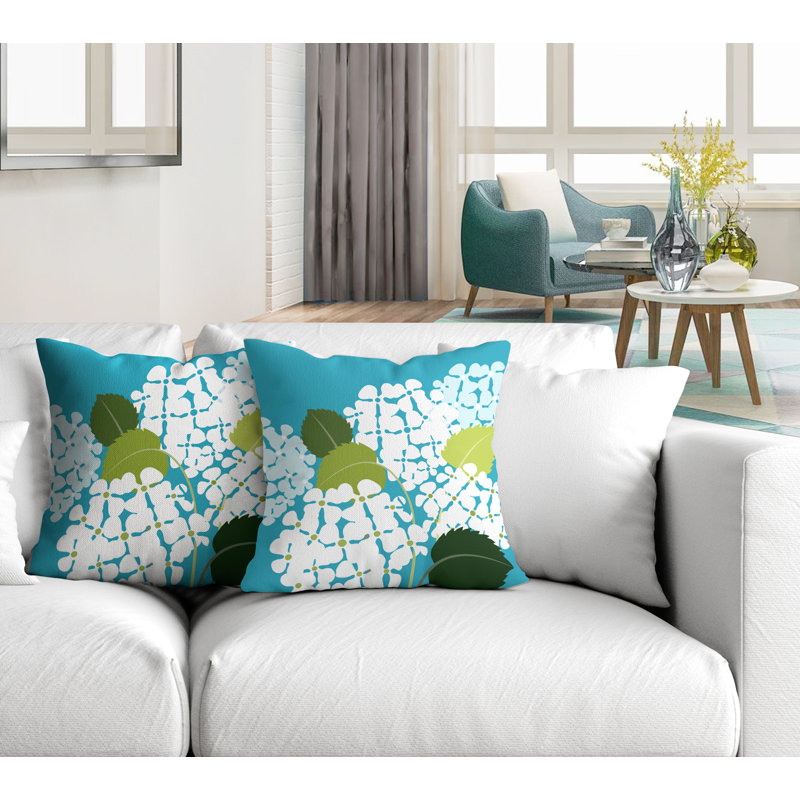 Housse et insert de coussin décoratif intérieur / extérieur en polyester / mélange de polyester, L 19 po x H 19 po, Turquoise