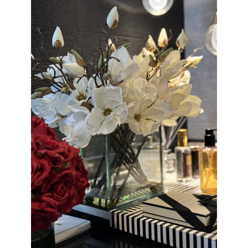 Magnolia Arrangement in Vase, White