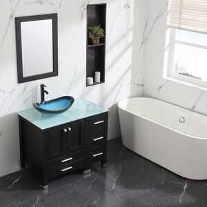 36.6" W Single Bathroom Vanity Set with Mirror