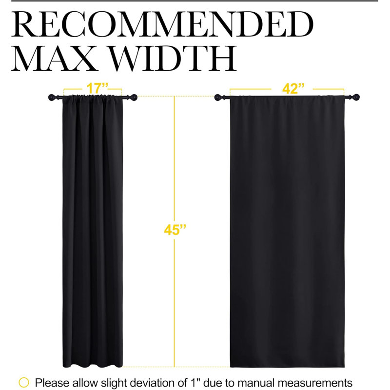 Thermal Insulating Blackout Curtain Panels For Kitchen And Bathroom - Energy Efficient Light Blocking Drapes With Rod Pocket Design (Pack Of 2)