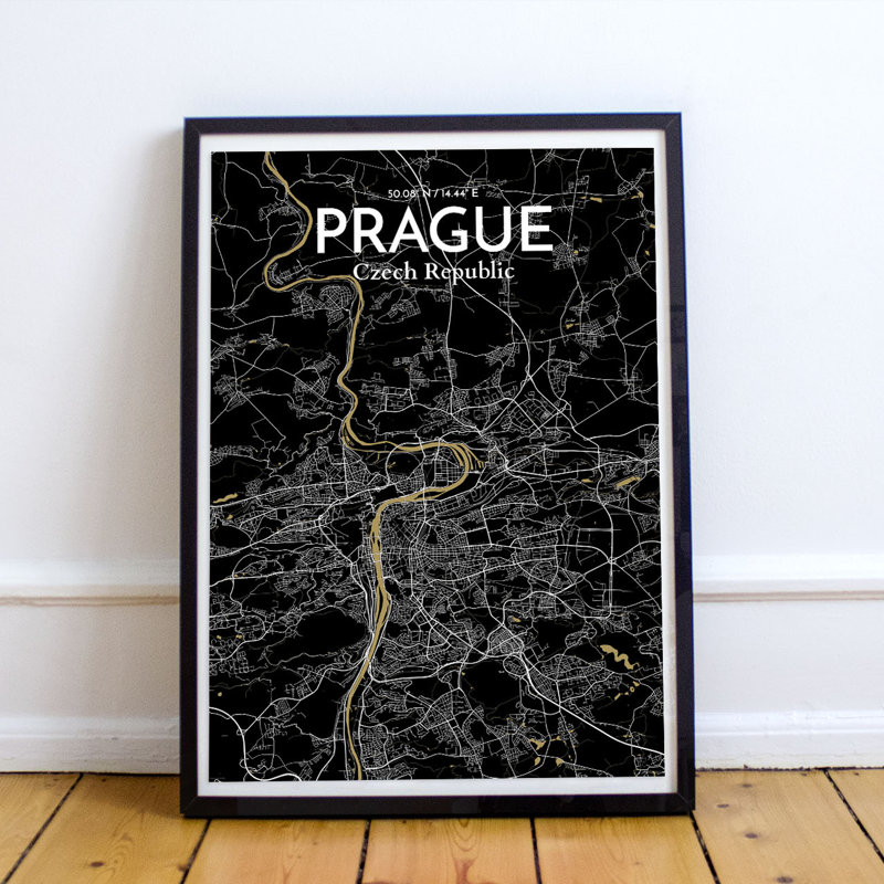 Prague City Map - No Frame Print, 50.8cm H x 40.6cm W x 0.13cm D