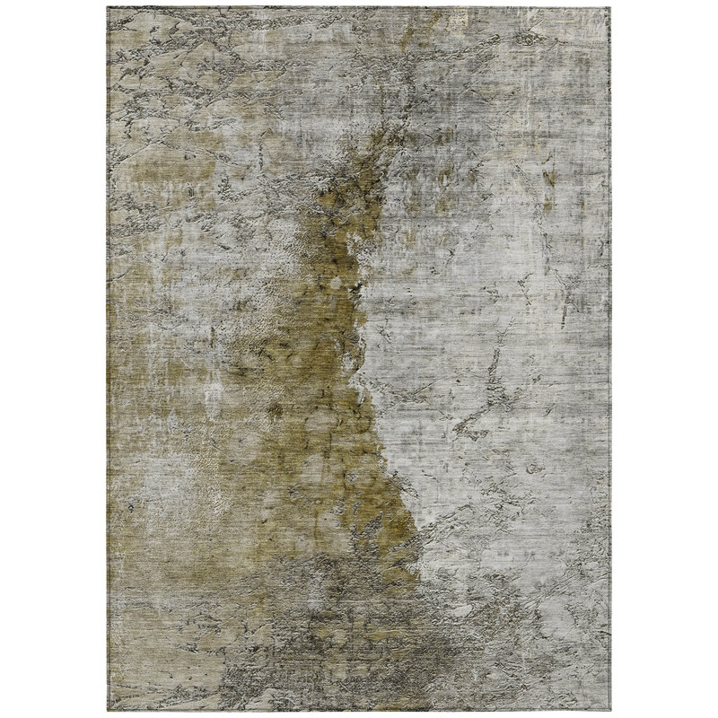 Tapis intérieur gris lavable abstrait 3 pi x 5 pi