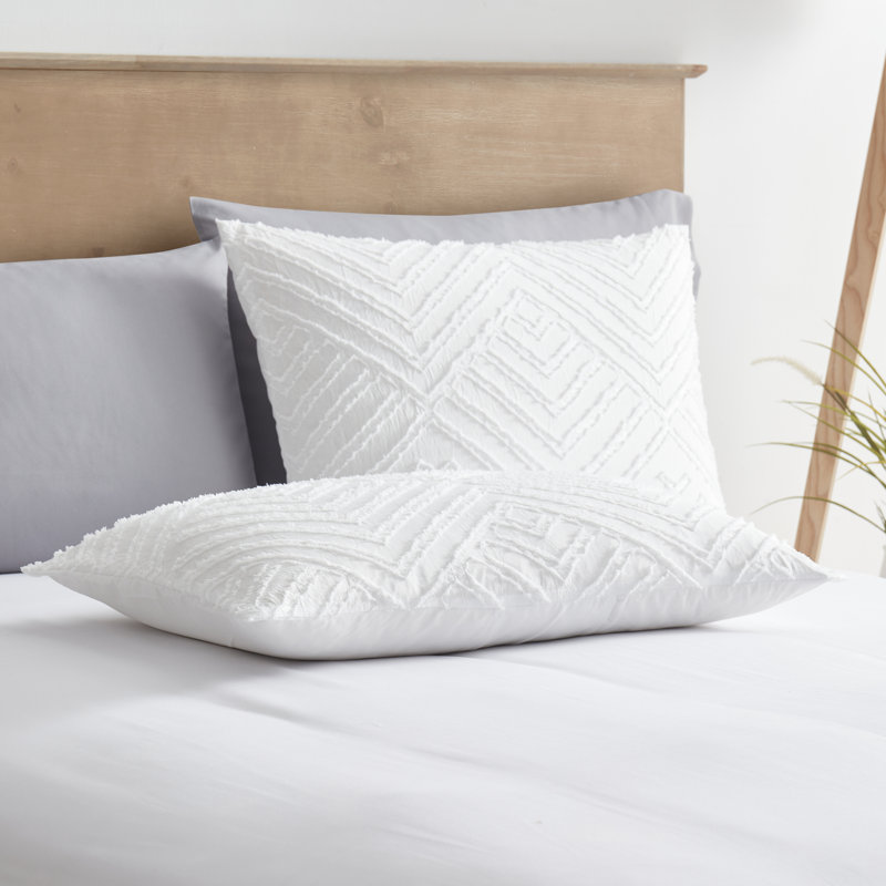 Modern Boho Duvet Cover Set, White, Queen Duvet Cover + 2 Standard Shams