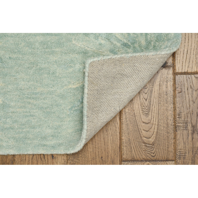 Tapis bleu crocheté à la main Serenity, Rectangle 8 pi 6 po x 11 pi 6 po