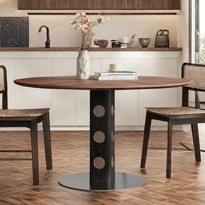 Table ronde en bois massif