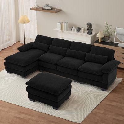  Canapé modulaire surdimensionné en U de 113 po de large avec accoudoirs larges