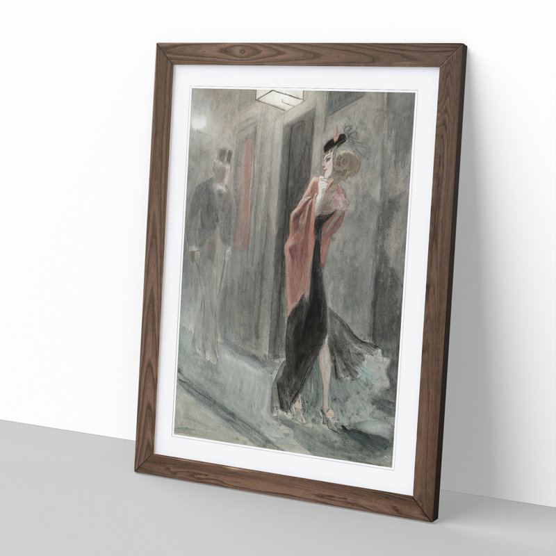 Human Parody by Felicien Rops - Picture Frame Painting, Walnut Framed, 48cm H x 36cm W x 2cm D