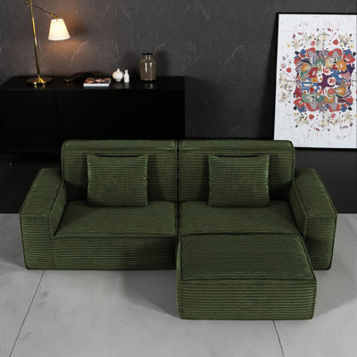 106.3In Compressed 3 - Seat , Large Stripes, Microfiber, Modern Design, Full Sponge, Straight With Foot Pedal, Comfortable For Bedroom Vacuum Microfiber Upholstery, Seat, High Rebound Foam, Multi