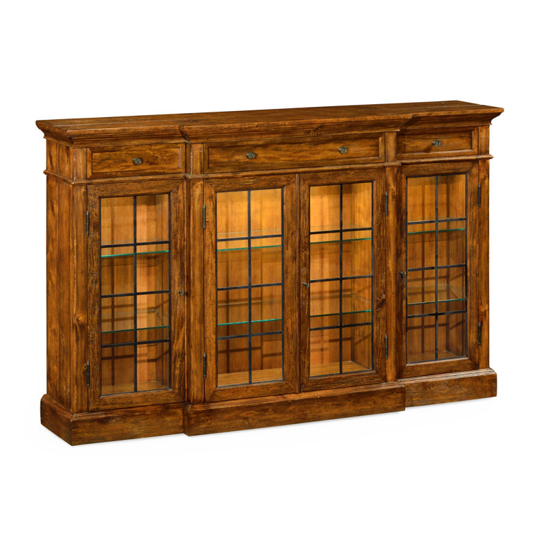 Casually Country Lighted China Cabinet, Country Farmhouse Walnut