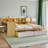 Wooden L-Shape Daybed With Seven Storage Cabinets And Two Storage Drawers, Multi-Functional Bed With Study Desk And Built-In Bookshelf-1430149869-1430149868
