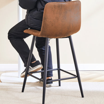 Brun - chaise de bar en tissu, assise et siège intégrés pour le confort, tissu doux, pieds en métal noir, siège multicolore, support de poutre