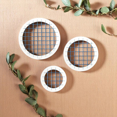 Blue Circle Memory Board Wall Decor Of 3 Pieces, Solid Wood Frame, Modern Style For Living Room Display Enhancement Upgrade Three Boards Decor, To Garnish