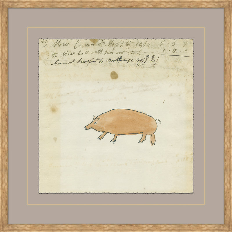 Pig - Mennonite Ledger Drawing Giclee Print by Soicher Marin Archives
