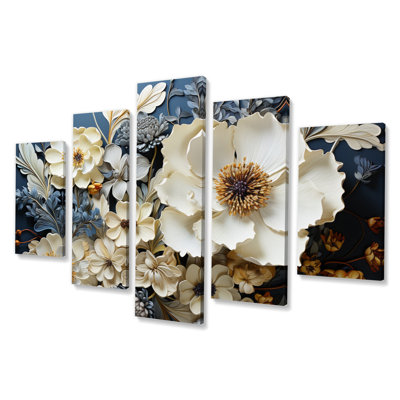 Fiore - impression murale d'art floral - 5 panneaux