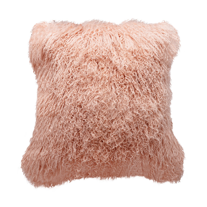 Tibetan Microsuede Throw Pillow, Blush, 20" x 20", Solid Color