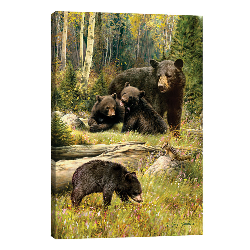 Black Bear Family - Wrapped Canvas Print, 101.6 cm H x 66.04 cm W x 3.175 cm D