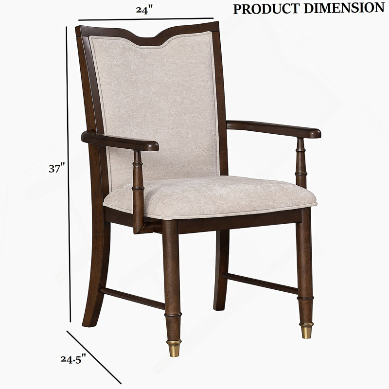 Chaise de salle à manger 2 pièces avec accoudoirs et dossier rembourrés or