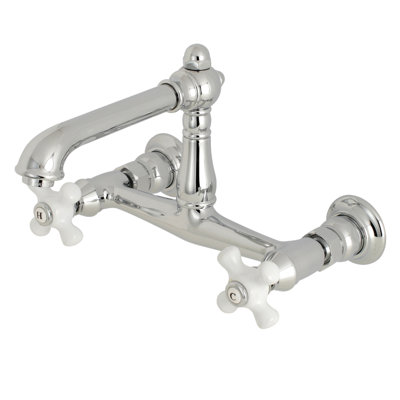 Kingston Brass English Country Two-Handle 2-Hole Wall Mount Bathroom Faucet